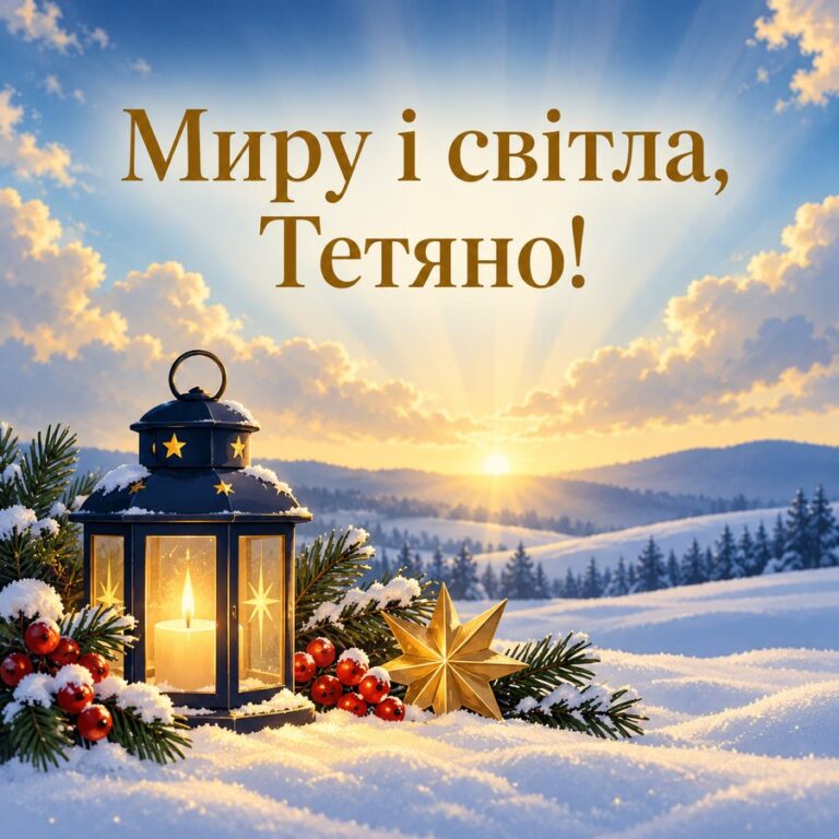 Миру і світла, Тетяно! - листівка з привітанням з Днем ангела Тетяни