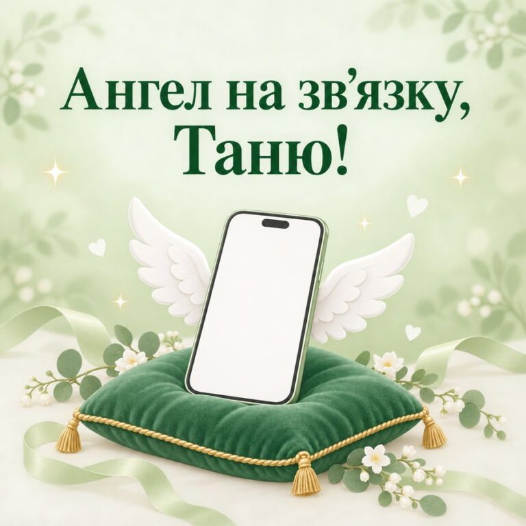 Ангел на звʼязку, Таню! - листівка з привітанням з Днем ангела Тетяни