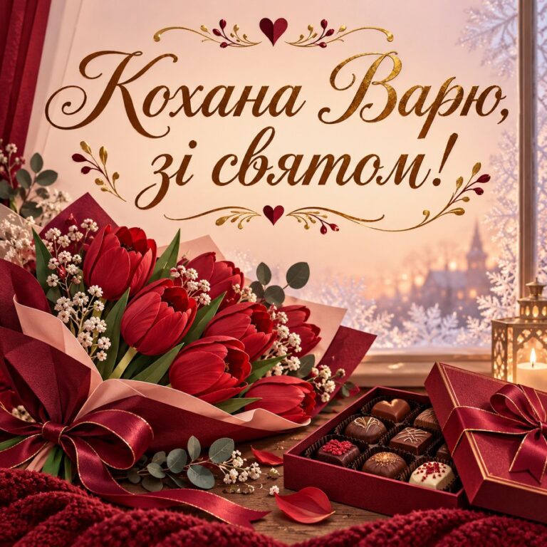 Кохана Варю, зі святом! - листівка з привітанням з Днем ангела Варвари