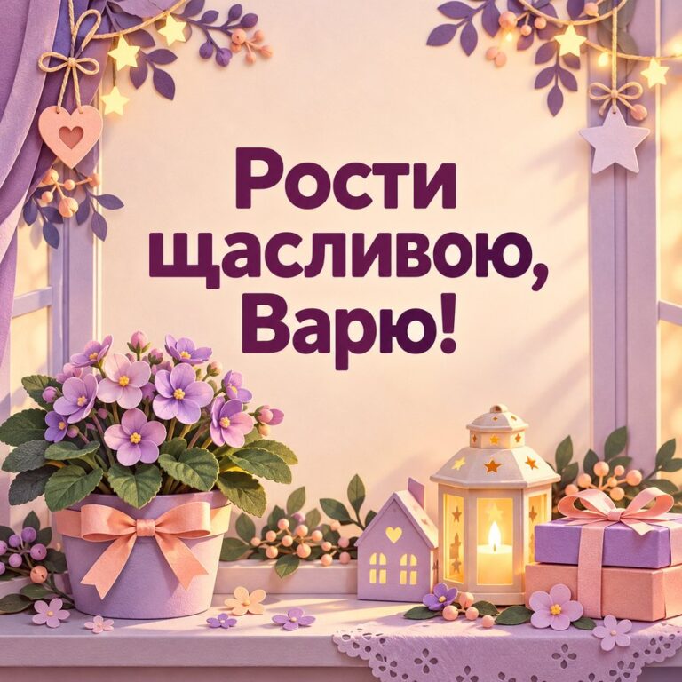 Рости щасливою, Варю! - листівка з привітанням з Днем ангела Варвари