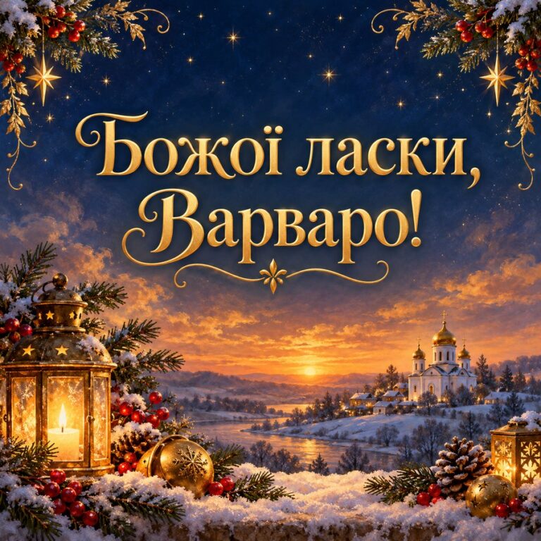 Божої ласки, Варваро! - листівка з привітанням з Днем ангела Варвари