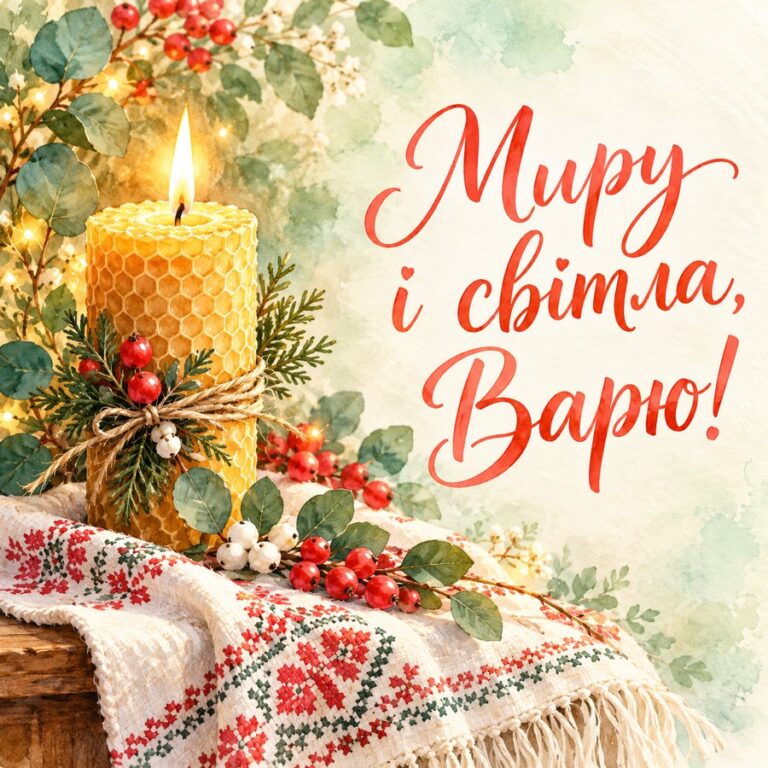 Миру і світла, Варю! - листівка з привітанням з Днем ангела Варвари