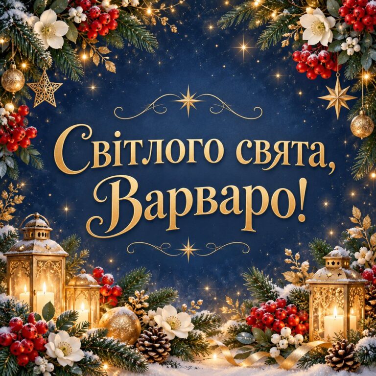 Світлого свята, Варваро! - листівка з привітанням з Днем ангела Варвари