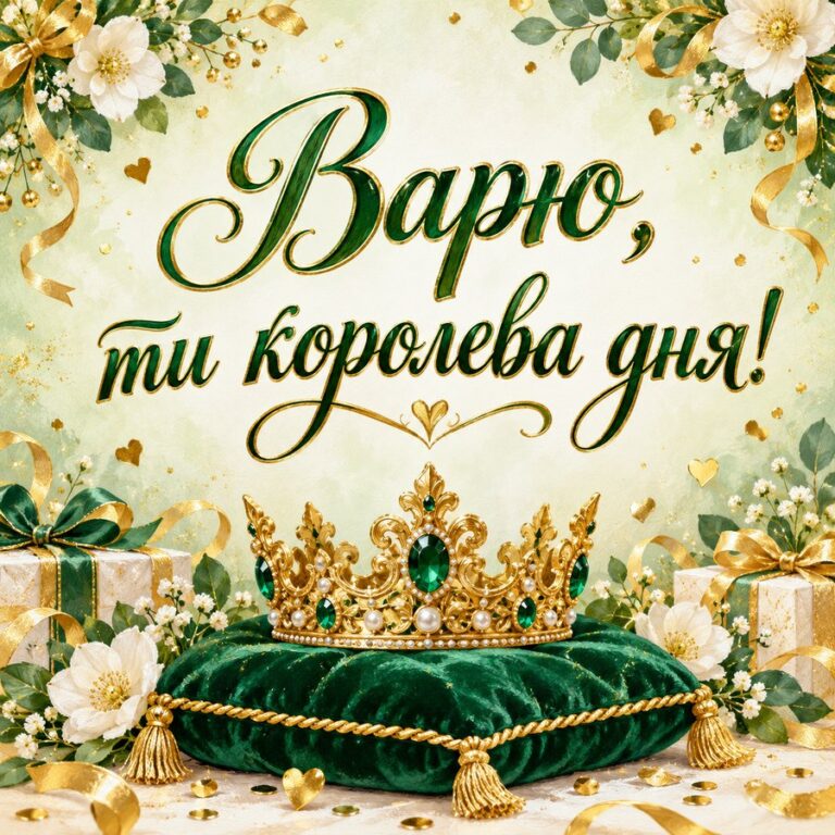 Варю, ти королева дня! - листівка з привітанням з Днем ангела Варвари