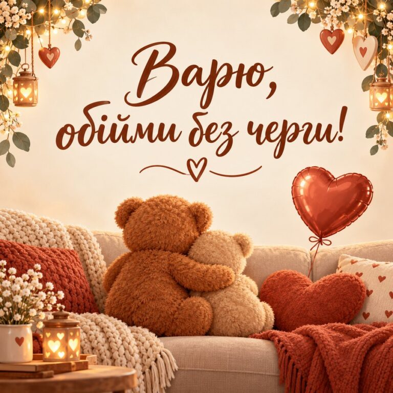 Варю, обійми без черги! - листівка з привітанням з Днем ангела Варвари