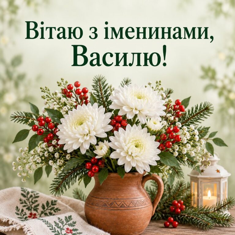 Вітаю з іменинами, Василю! - листівка з привітанням з Днем ангела Василя