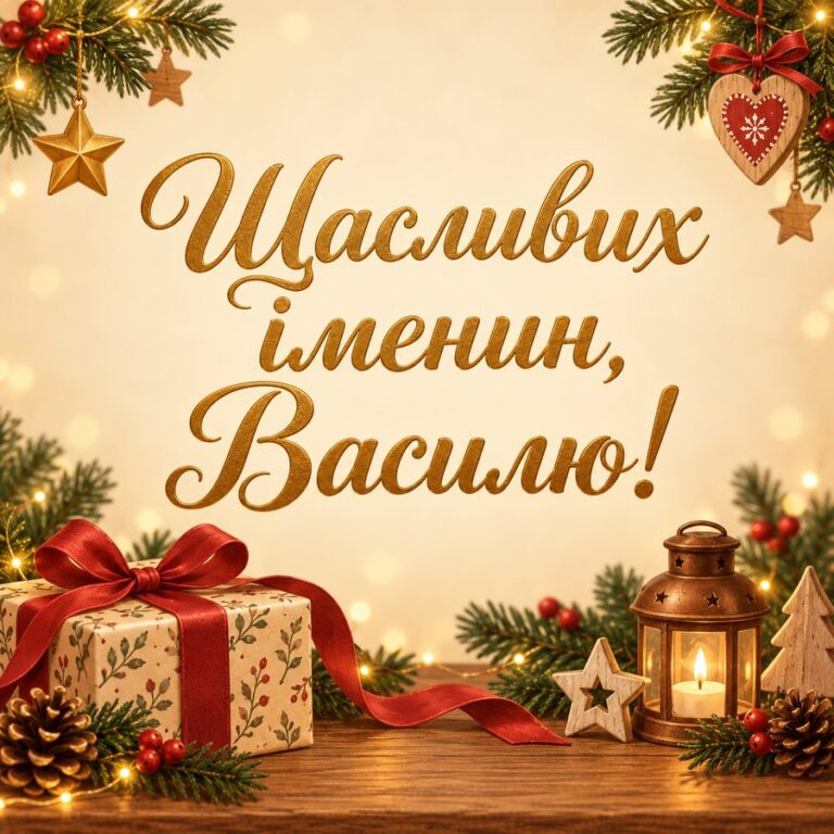 Щасливих іменин, Василю! - листівка з привітанням з Днем ангела Василя