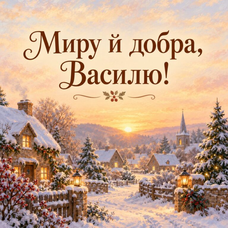 Миру й добра, Василю! - листівка з привітанням з Днем ангела Василя