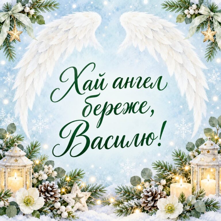 Хай ангел береже, Василю! - листівка з привітанням з Днем ангела Василя