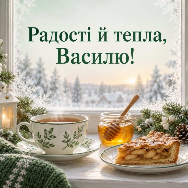 Радості й тепла, Василю! - листівка з привітанням з Днем ангела Василя
