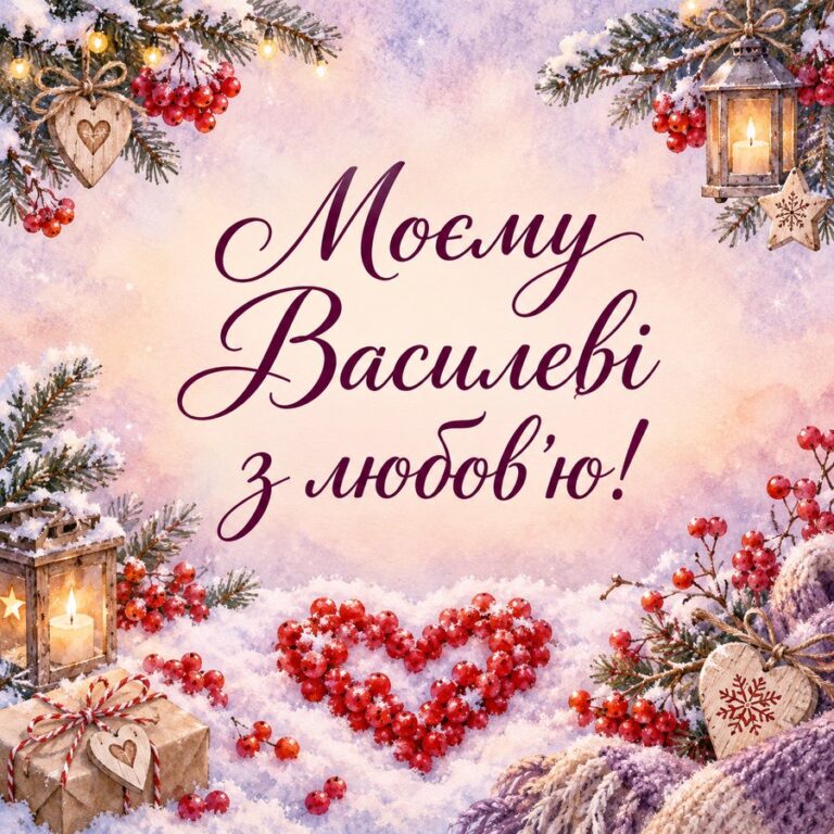 Моєму Василеві з любовʼю! - листівка з привітанням з Днем ангела Василя