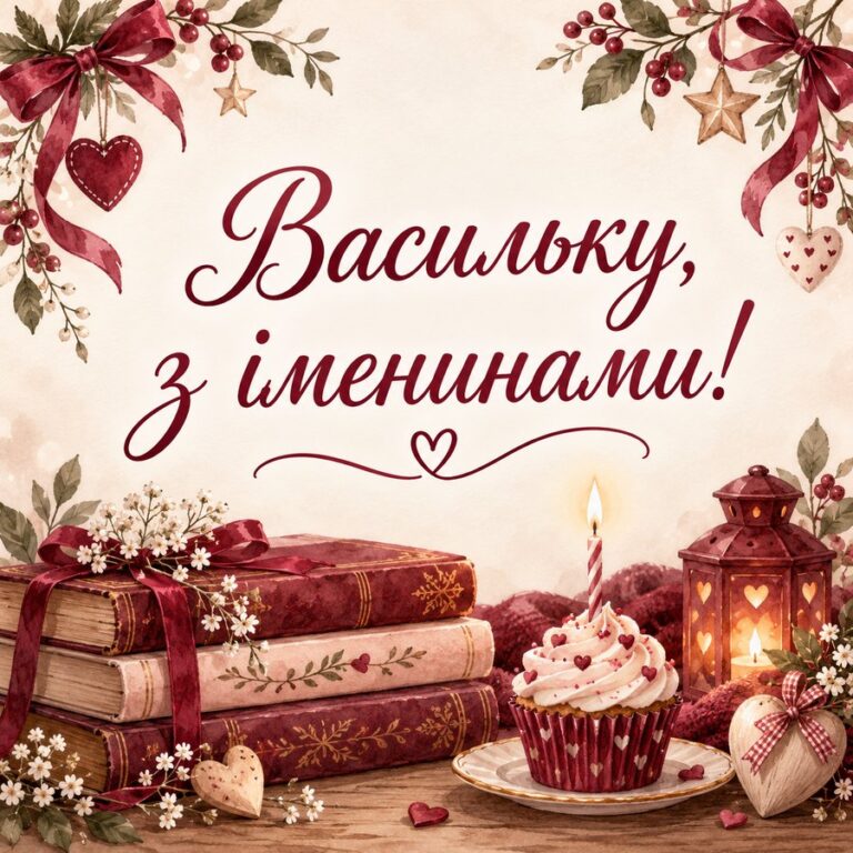 Васильку, з іменинами! - листівка з привітанням з Днем ангела Василя