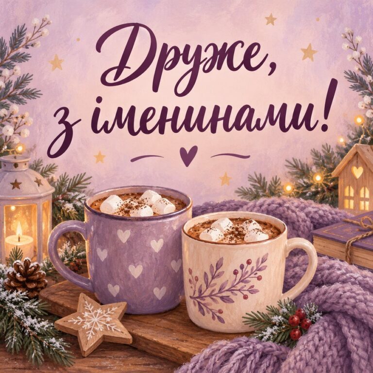 Друже, з іменинами! - листівка з привітанням з Днем ангела Василя