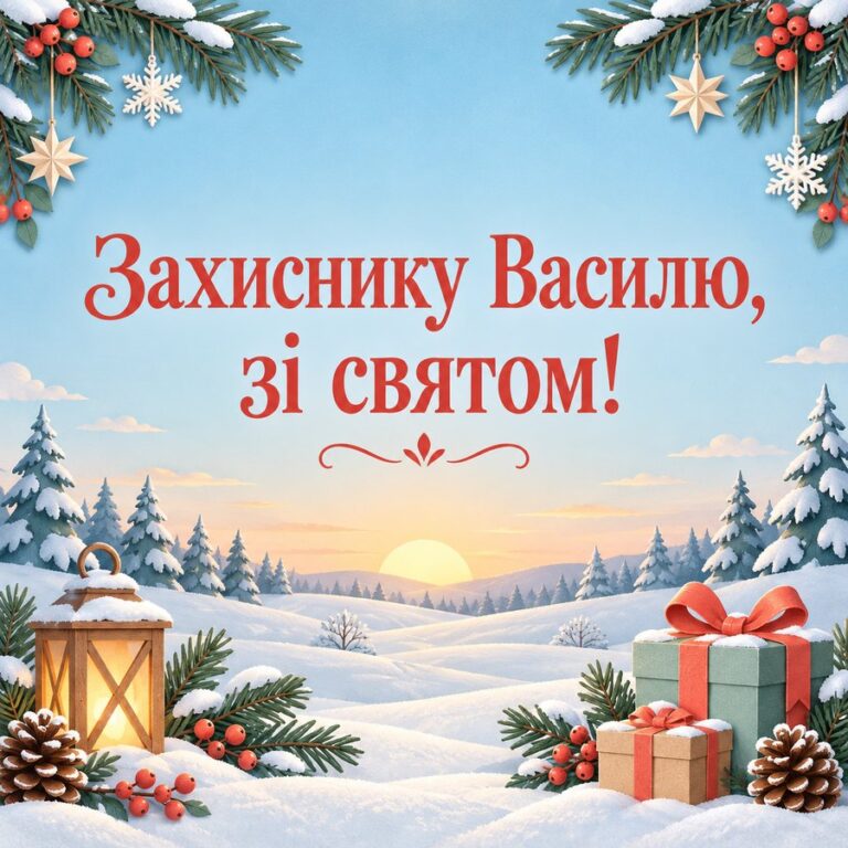 Захиснику Василю, зі святом! - листівка з привітанням з Днем ангела Василя