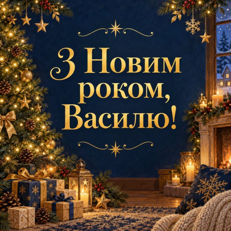 З Новим роком, Василю! - листівка з привітанням з Днем ангела Василя