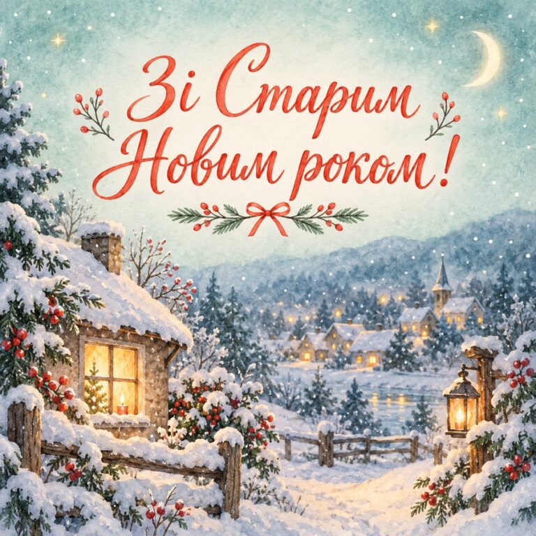 Зі Старим Новим роком! - листівка з привітанням з Днем ангела Василя