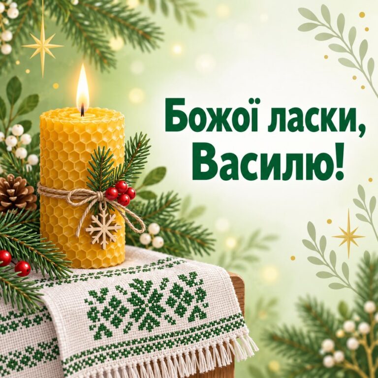 Божої ласки, Василю! - листівка з привітанням з Днем ангела Василя