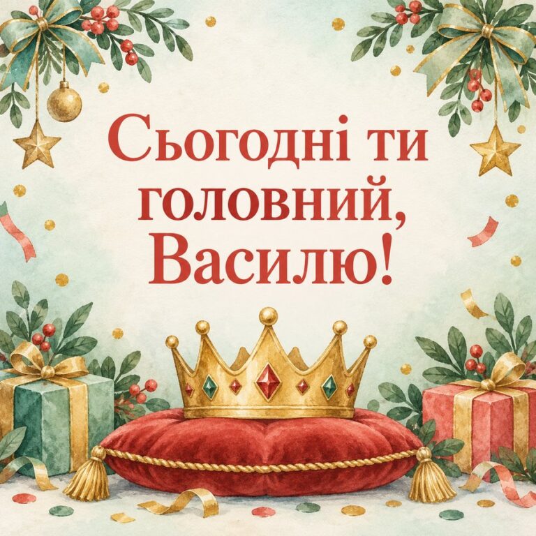Сьогодні ти головний, Василю! - листівка з привітанням з Днем ангела Василя