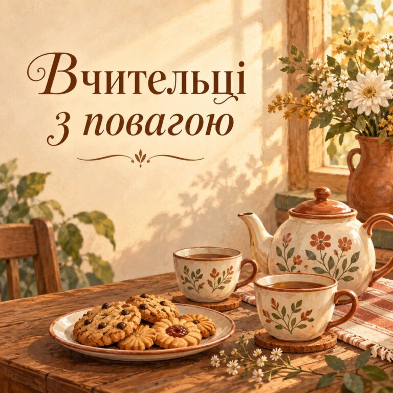 Вчительці з повагою - листівка з привітанням з Днем народження вчительці