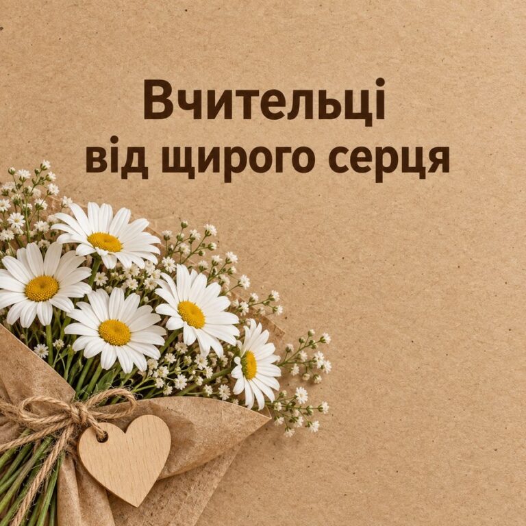 Вчительці від щирого серця - листівка з привітанням з Днем народження вчительці