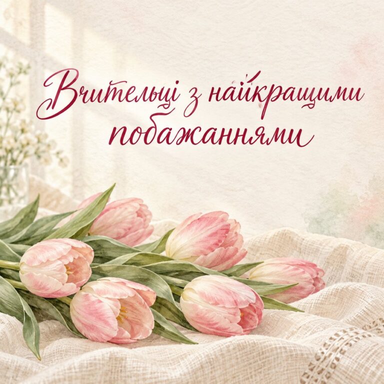 Вчительці з найкращими побажаннями - листівка з привітанням з Днем народження вчительці