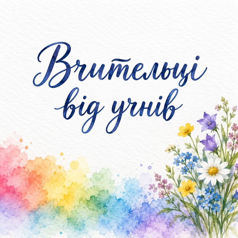 Вчительці від учнів - листівка з привітанням з Днем народження вчительці