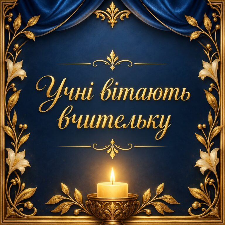 Учні вітають вчительку - листівка з привітанням з Днем народження вчительці