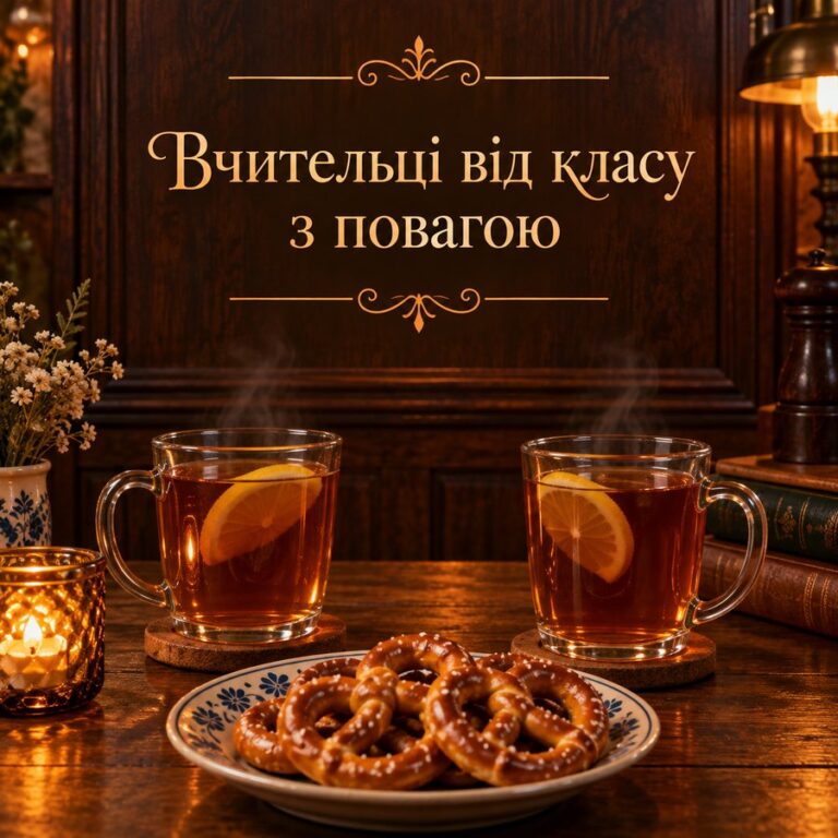 Вчительці від класу з повагою - листівка з привітанням з Днем народження вчительці