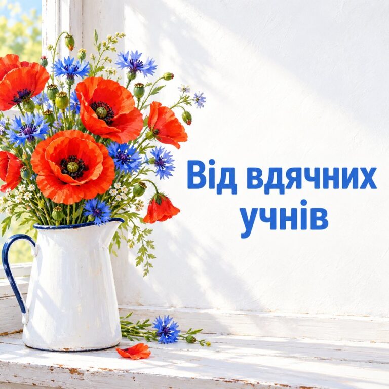 Від вдячних учнів - листівка з привітанням з Днем народження вчительці