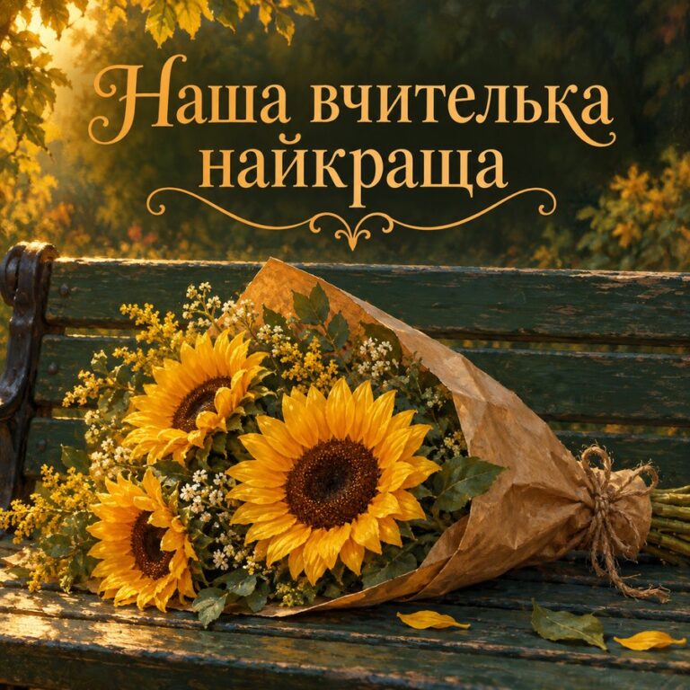 Наша вчителька найкраща - листівка з привітанням з Днем народження вчительці