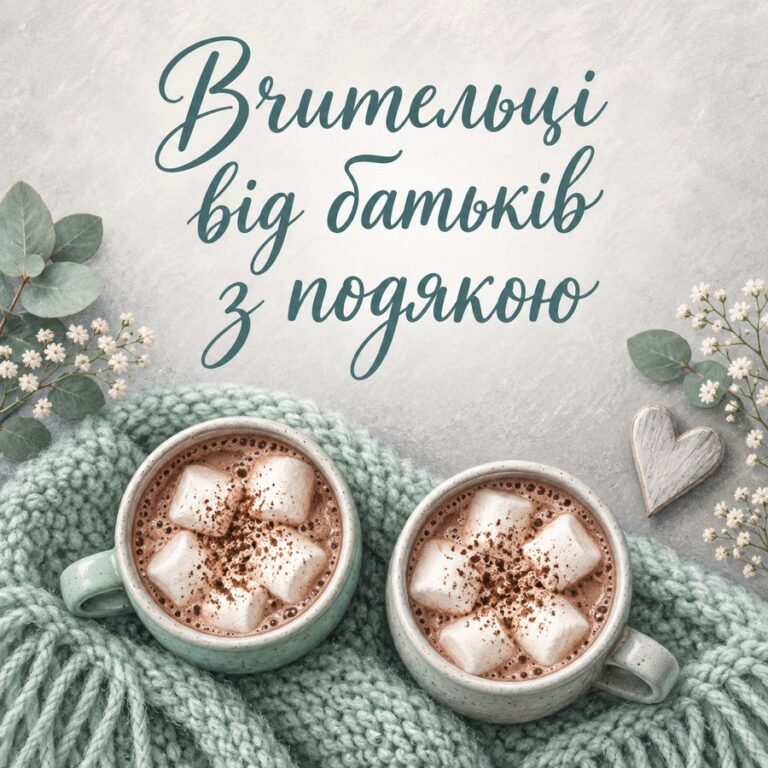 Вчительці від батьків з подякою - листівка з привітанням з Днем народження вчительці