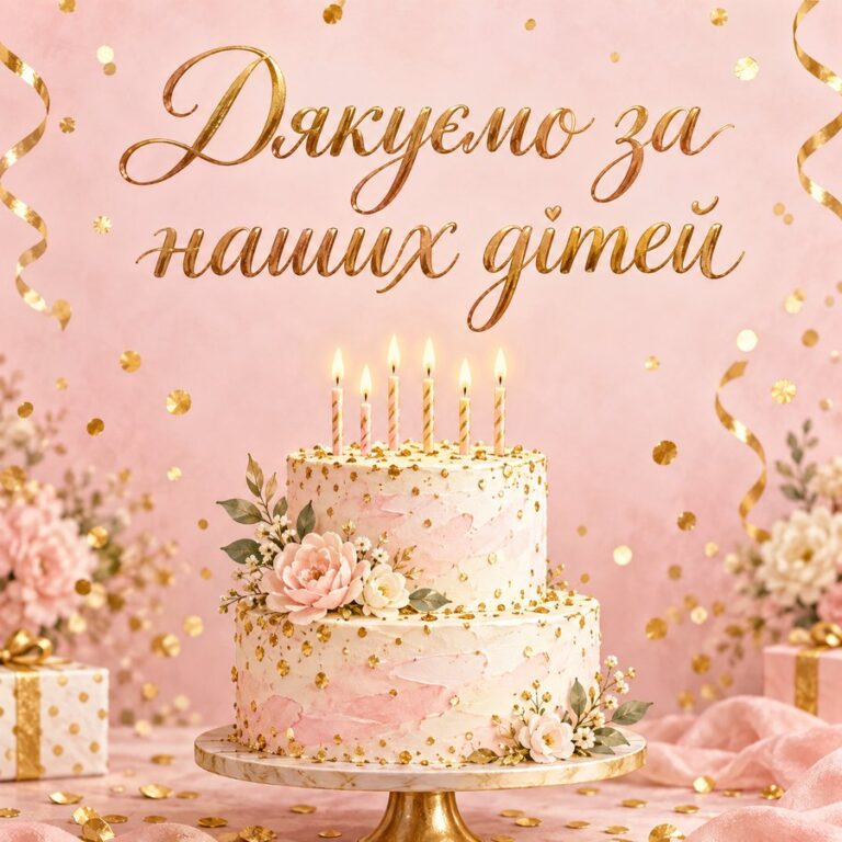 Дякуємо за наших дітей - листівка з привітанням з Днем народження вчительці