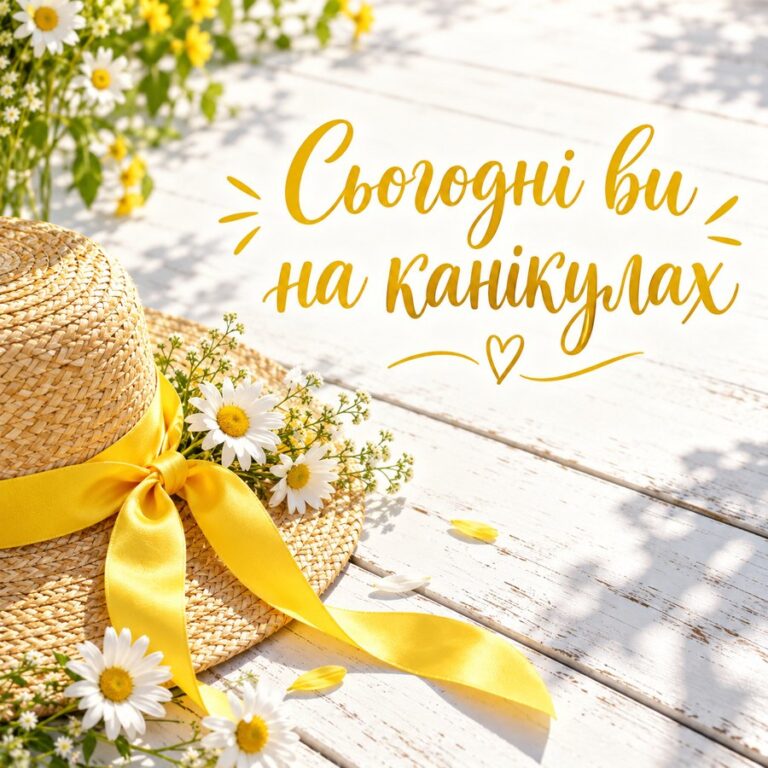 Сьогодні ви на канікулах - листівка з привітанням з Днем народження вчительці