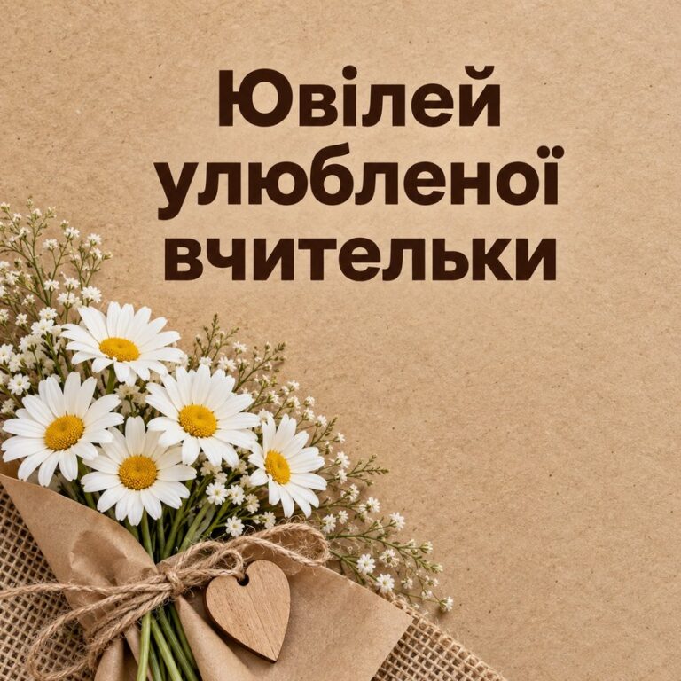 Ювілей улюбленої вчительки - листівка з привітанням з Днем народження вчительці