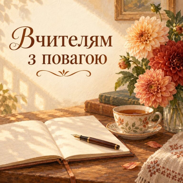 Вчителям з повагою - листівка з привітанням з Днем вчителя