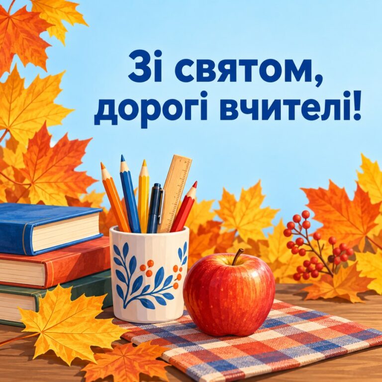 Зі святом, дорогі вчителі! - листівка з привітанням з Днем вчителя