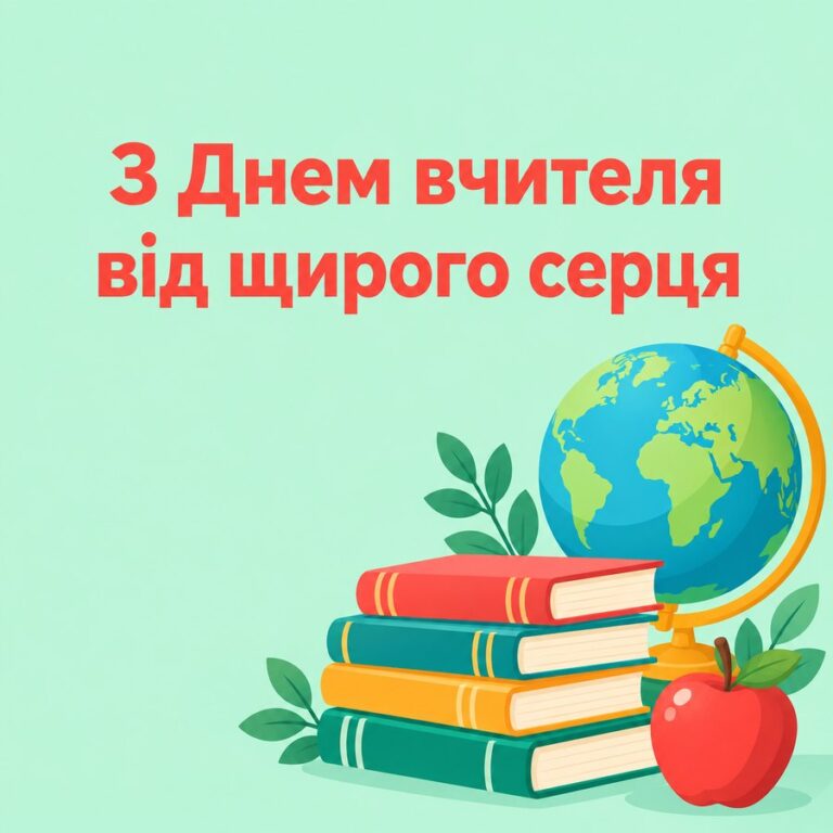 З Днем вчителя від щирого серця - листівка з привітанням з Днем вчителя