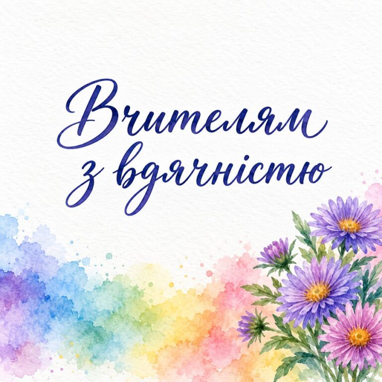 Вчителям з вдячністю - листівка з привітанням з Днем вчителя