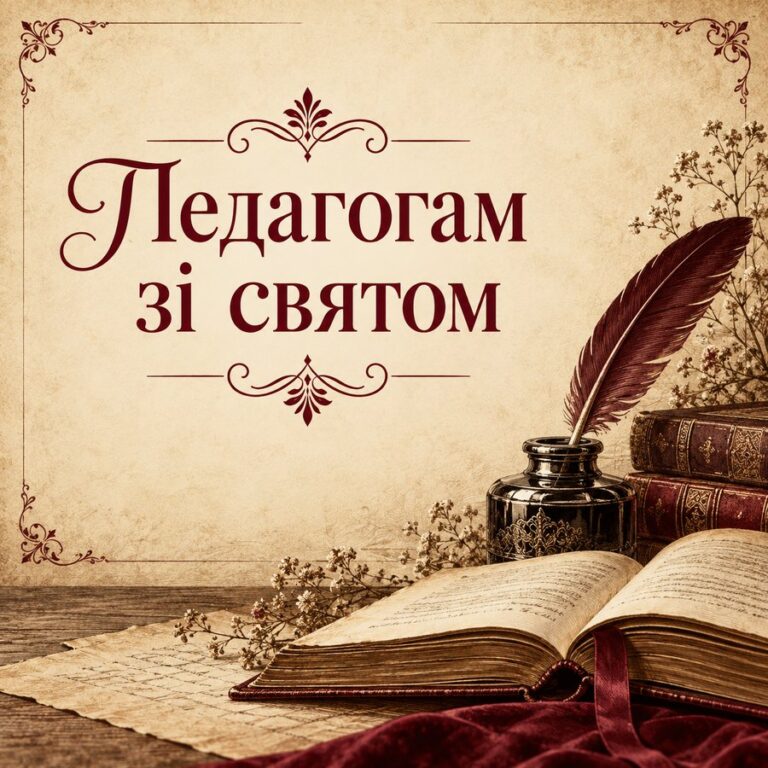 Педагогам зі святом - листівка з привітанням з Днем вчителя