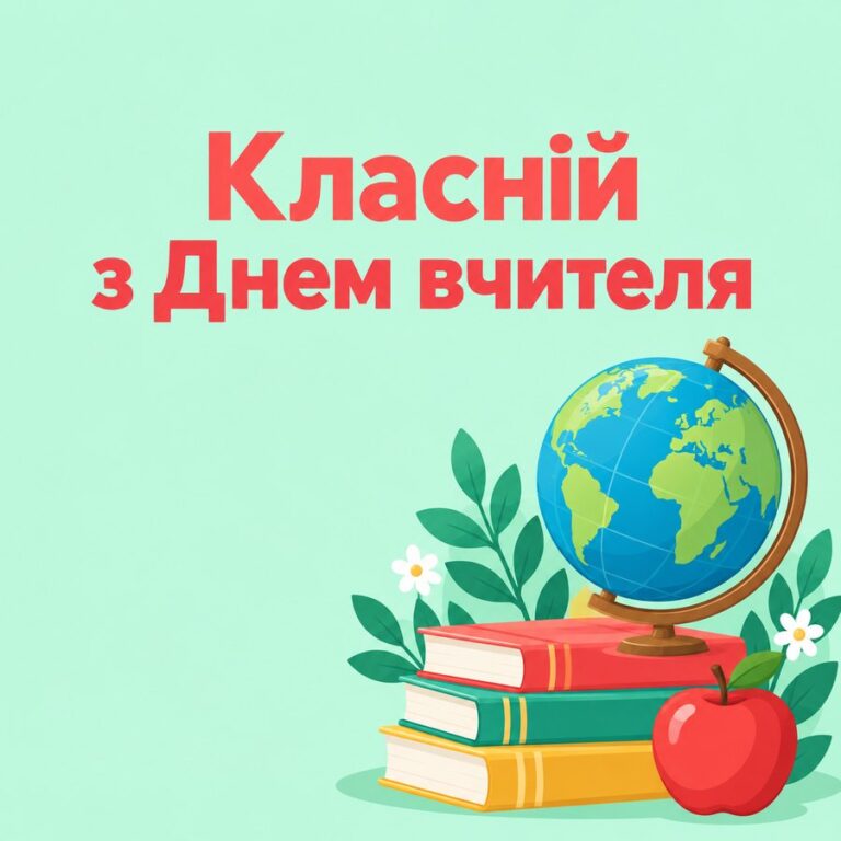 Класній з Днем вчителя - листівка з привітанням з Днем вчителя