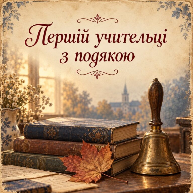 Першій учительці з подякою - листівка з привітанням з Днем вчителя