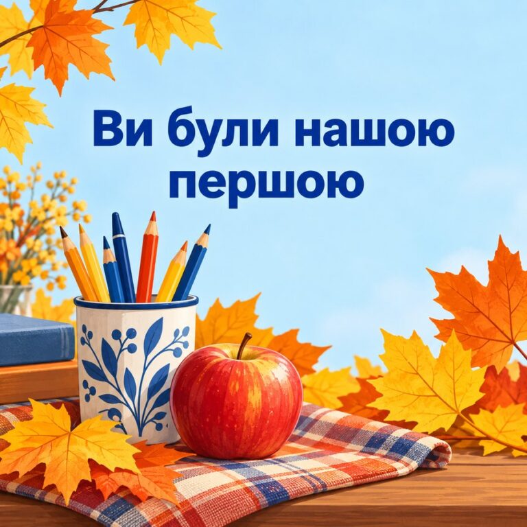 Ви були нашою першою - листівка з привітанням з Днем вчителя
