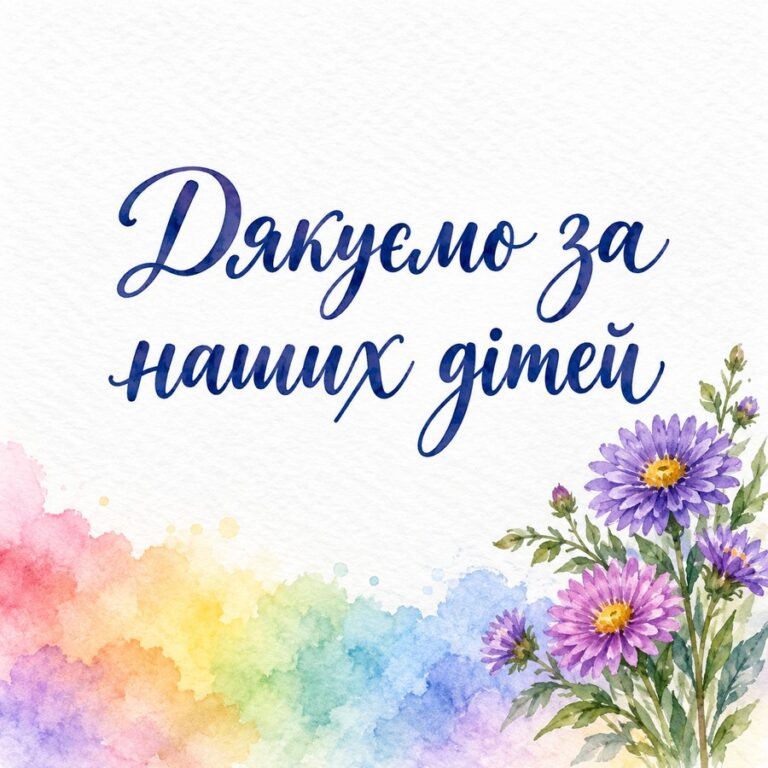 Дякуємо за наших дітей - листівка з привітанням з Днем вчителя
