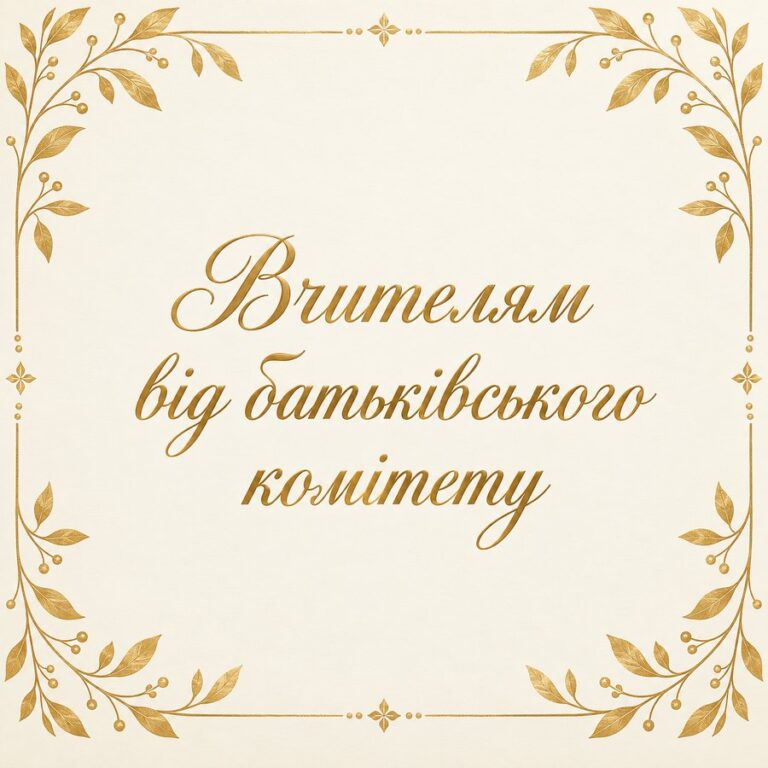 Вчителям від батьківського комітету - листівка з привітанням з Днем вчителя