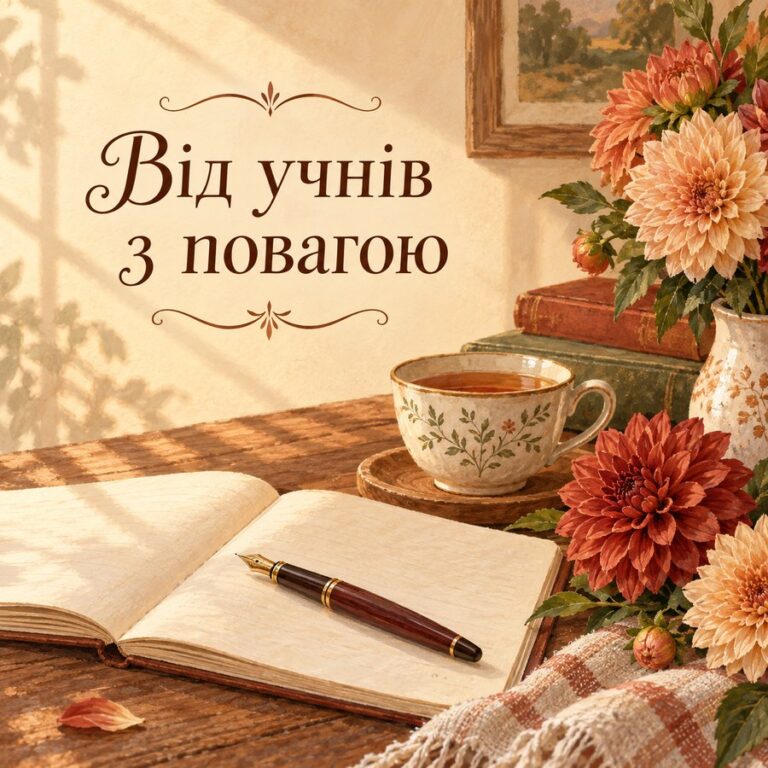 Від учнів з повагою - листівка з привітанням з Днем вчителя