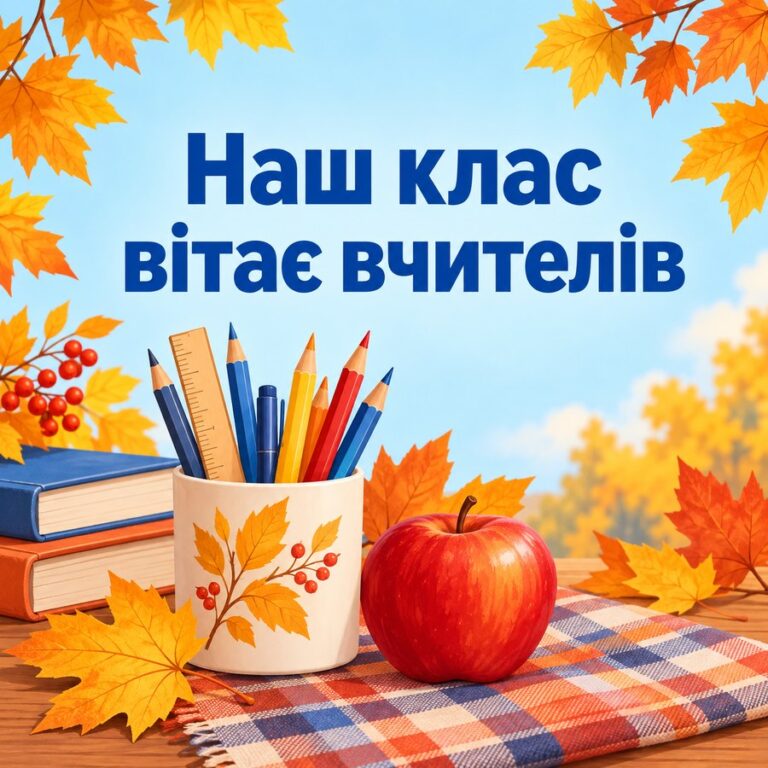 Наш клас вітає вчителів - листівка з привітанням з Днем вчителя