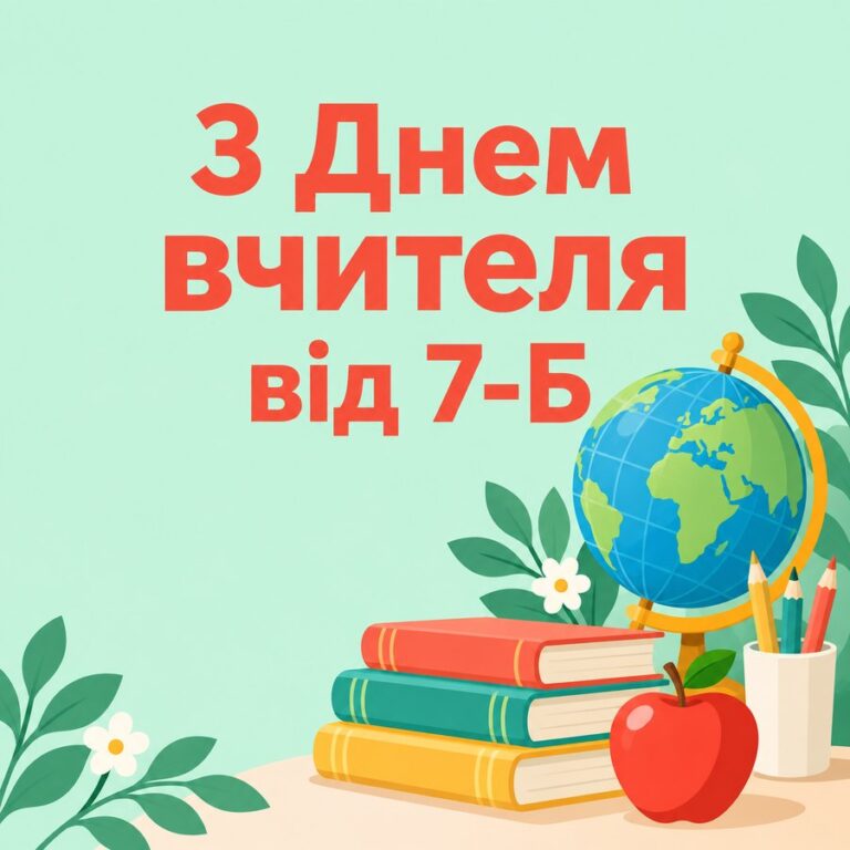 З Днем вчителя від 7-Б - листівка з привітанням з Днем вчителя
