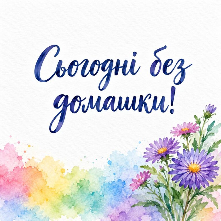 Сьогодні без домашки! - листівка з привітанням з Днем вчителя
