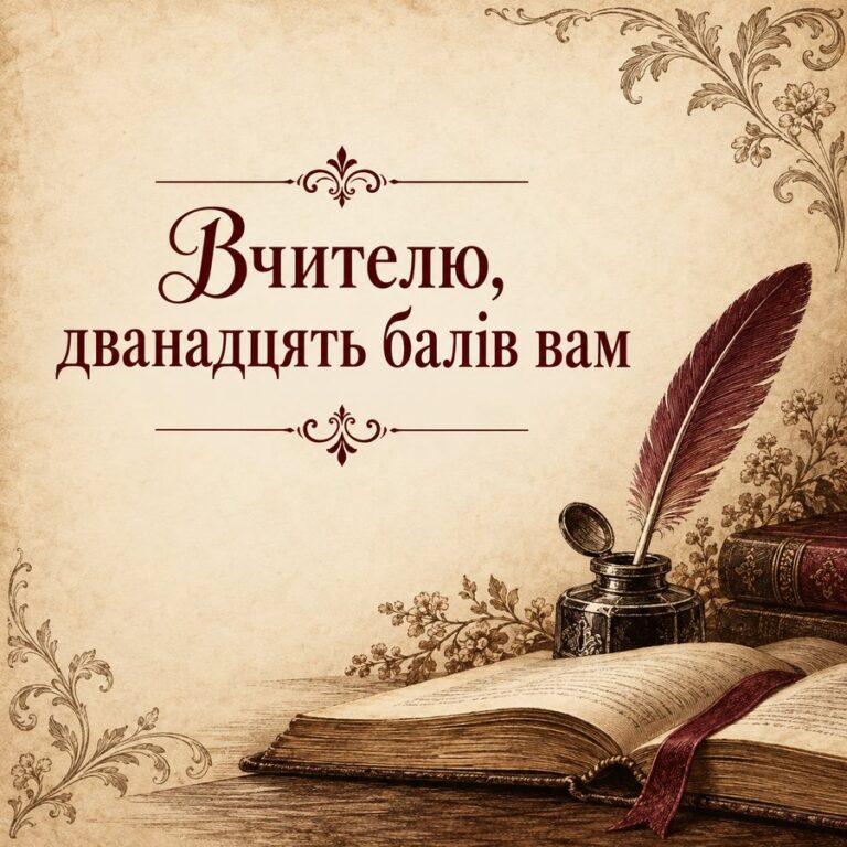 Вчителю, дванадцять балів вам - листівка з привітанням з Днем вчителя