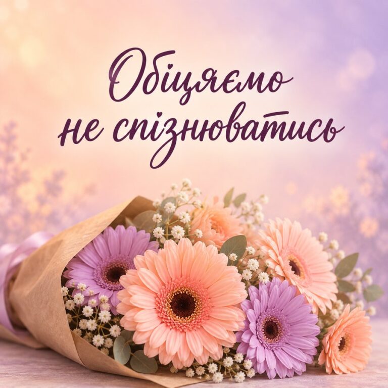 Обіцяємо не спізнюватись - листівка з привітанням з Днем вчителя